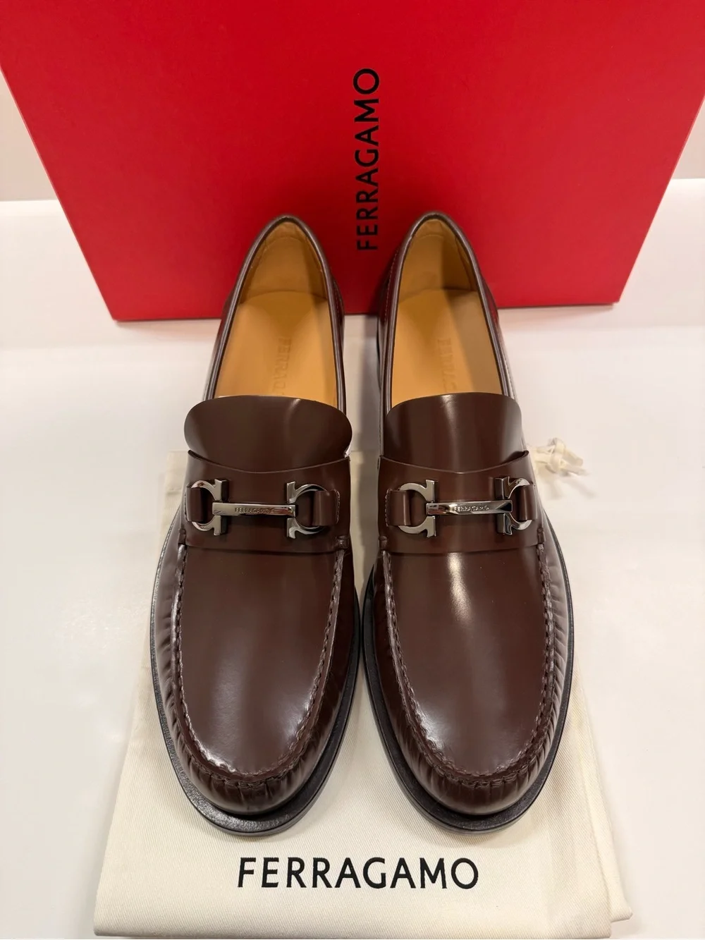 Salvatore Ferragamo Fort Cocoa Brown Calf Leather Bit Loafers Men’s 11E (Narrow)